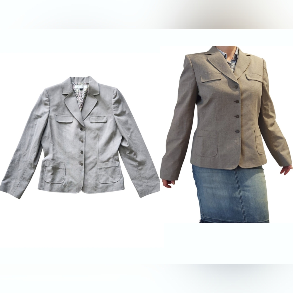 Tahari Arthur S Levine Womens Gray Blazer Sz 10 Preppy Academia Old Money Office
